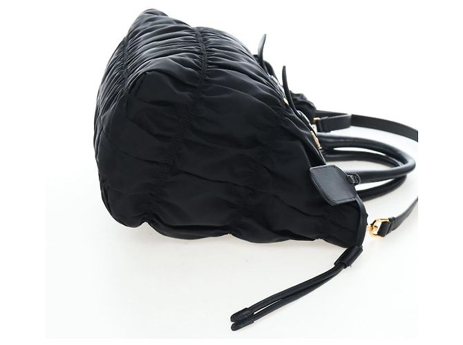 Borsa a Mano PRADA Nylon 2way Nero Oro Auth 200017V D'oro - vista 4