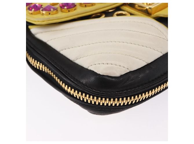 Borsa a tracolla Miu Miu Biker Studs in pelle nera e oro Auth 200282V Nero D'oro - vista 15