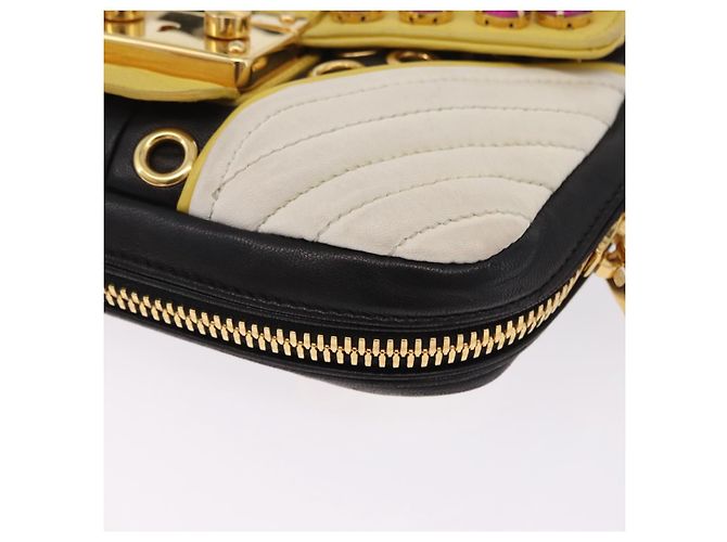 Borsa a tracolla Miu Miu Biker Studs in pelle nera e oro Auth 200282V Nero D'oro - vista 16