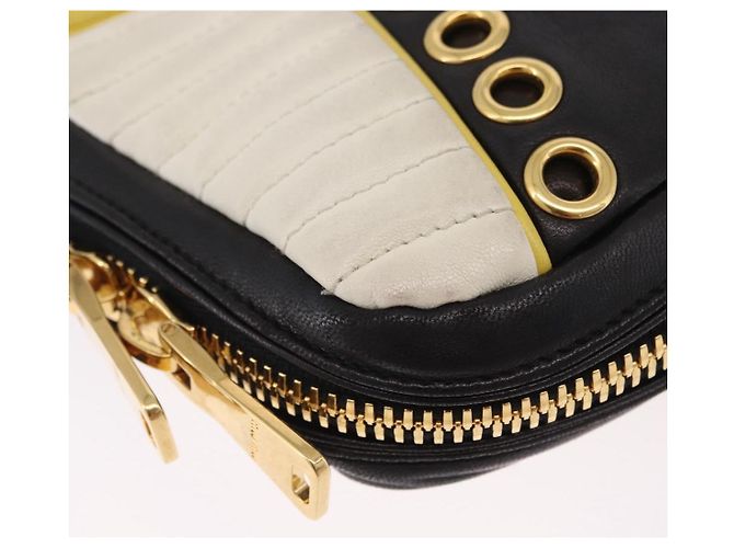 Borsa a tracolla Miu Miu Biker Studs in pelle nera e oro Auth 200282V Nero D'oro - vista 17
