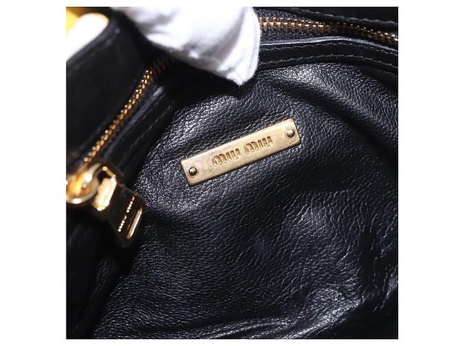 Borsa a tracolla Miu Miu Biker Studs in pelle nera e oro Auth 200282V Nero D'oro - vista 21