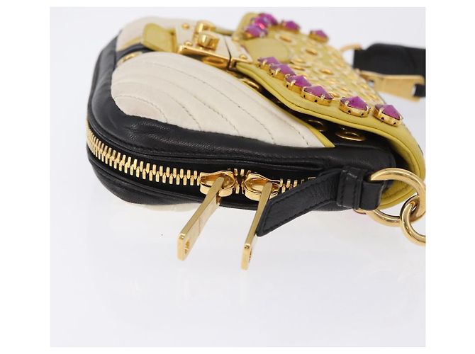 Borsa a tracolla Miu Miu Biker Studs in pelle nera e oro Auth 200282V Nero D'oro - vista 3