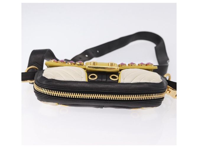 Borsa a tracolla Miu Miu Biker Studs in pelle nera e oro Auth 200282V Nero D'oro - vista 5