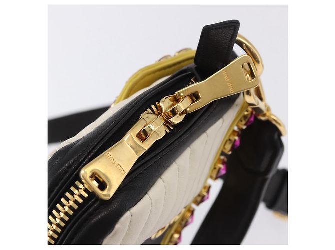 Borsa a tracolla Miu Miu Biker Studs in pelle nera e oro Auth 200282V Nero D'oro - vista 8