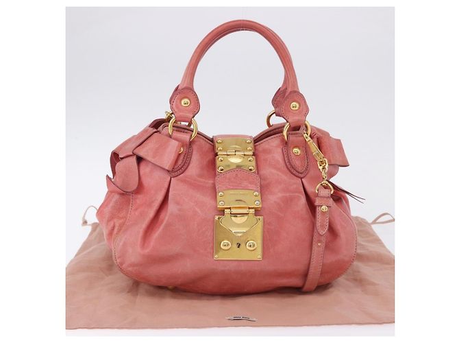Borsa a mano Miu Miu in pelle 2way Rosa Tono Oro Auth 167576A - vista 12