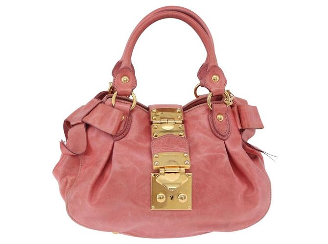 Borsa a mano Miu Miu in pelle 2way Rosa Tono Oro Auth 167576A - vista 13
