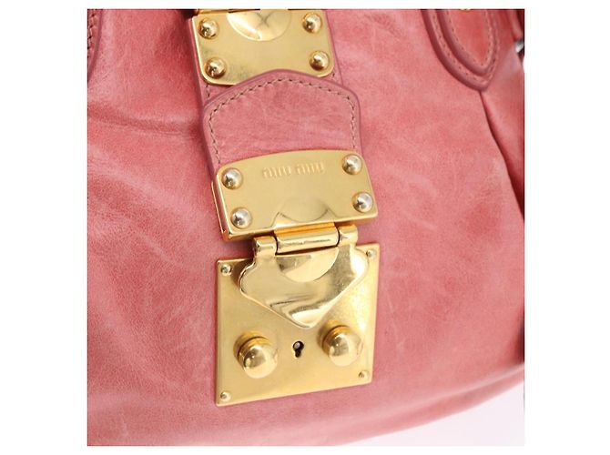 Borsa a mano Miu Miu in pelle 2way Rosa Tono Oro Auth 167576A - vista 19