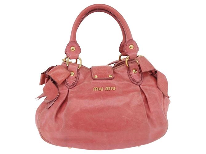Borsa a mano Miu Miu in pelle 2way Rosa Tono Oro Auth 167576A - vista 2