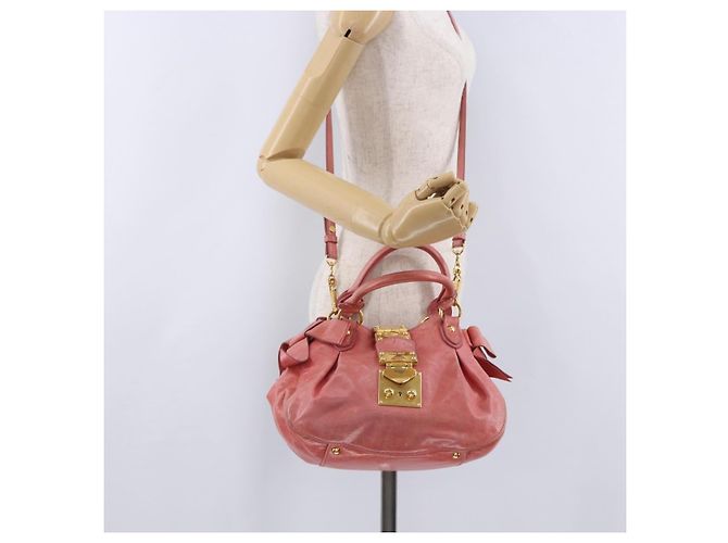 Borsa a mano Miu Miu in pelle 2way Rosa Tono Oro Auth 167576A - vista 26