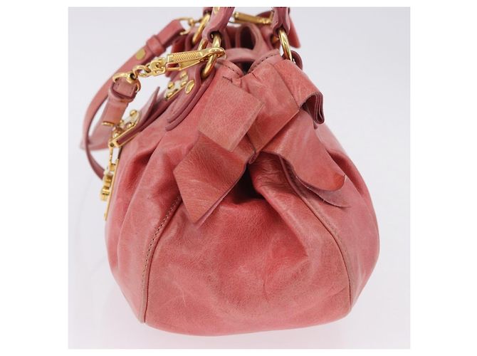 Borsa a mano Miu Miu in pelle 2way Rosa Tono Oro Auth 167576A - vista 3