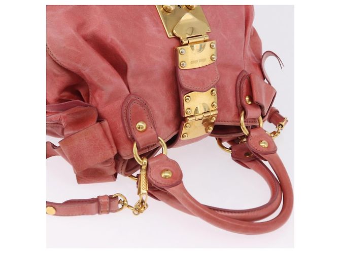 Borsa a mano Miu Miu in pelle 2way Rosa Tono Oro Auth 167576A - vista 6
