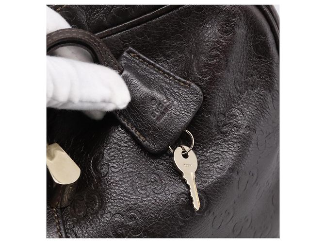 Padlock Borsa GUCCI GG Canvas Guccissima in pelle marrone scuro e oro 201480 Auth bs36901 D'oro - vista 10