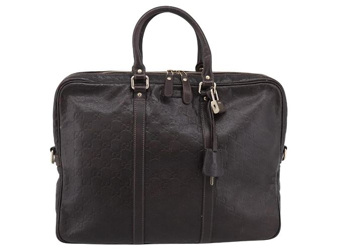 Padlock Borsa GUCCI GG Canvas Guccissima in pelle marrone scuro e oro 201480 Auth bs36901 D'oro - vista 13
