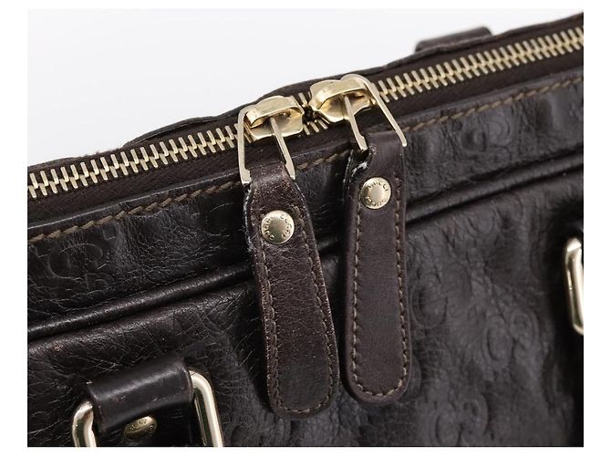 Padlock Borsa GUCCI GG Canvas Guccissima in pelle marrone scuro e oro 201480 Auth bs36901 D'oro - vista 17