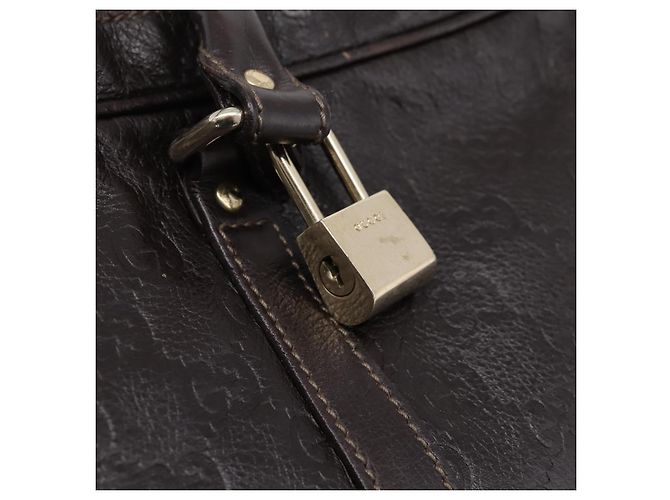 Padlock Borsa GUCCI GG Canvas Guccissima in pelle marrone scuro e oro 201480 Auth bs36901 D'oro - vista 18