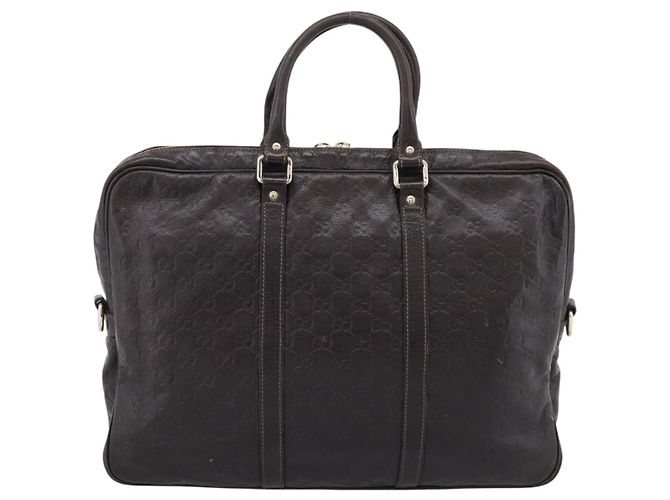 Padlock Borsa GUCCI GG Canvas Guccissima in pelle marrone scuro e oro 201480 Auth bs36901 D'oro - vista 2