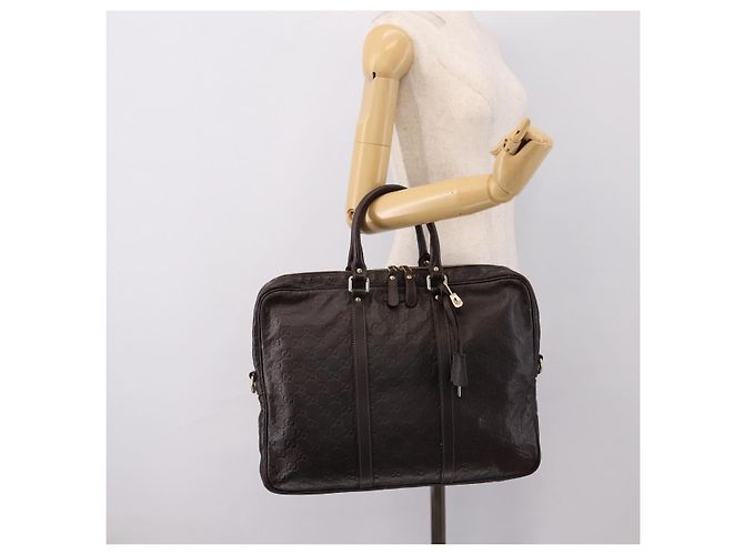 Padlock Borsa GUCCI GG Canvas Guccissima in pelle marrone scuro e oro 201480 Auth bs36901 D'oro - vista 24