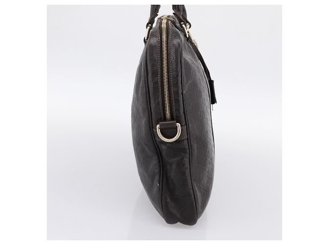 Padlock Borsa GUCCI GG Canvas Guccissima in pelle marrone scuro e oro 201480 Auth bs36901 D'oro - vista 3