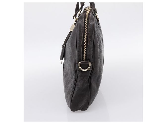Padlock Borsa GUCCI GG Canvas Guccissima in pelle marrone scuro e oro 201480 Auth bs36901 D'oro - vista 4