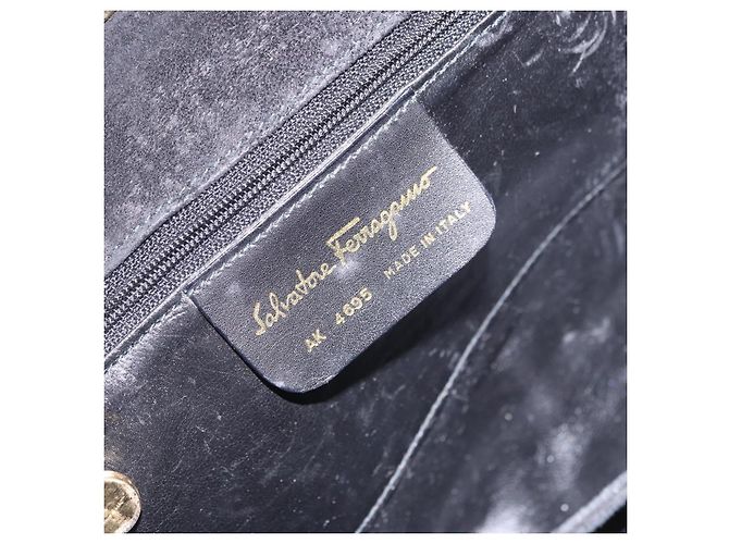 Borsa a tracolla Salvatore Ferragamo Gancini Camoscio 2way Nero Oro Auth 196987 D'oro - vista 12