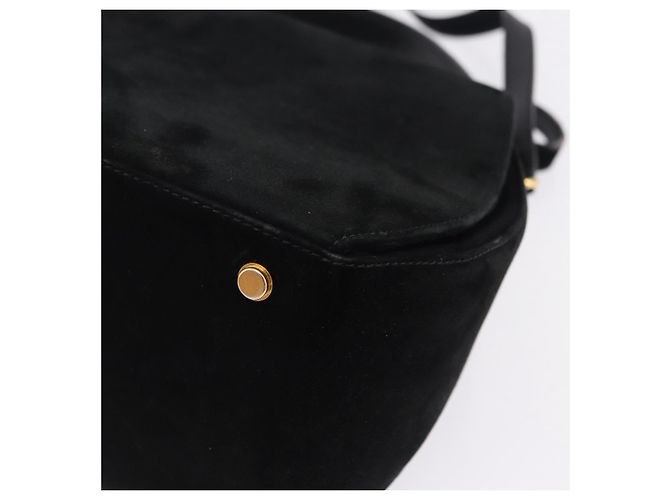 Borsa a tracolla Salvatore Ferragamo Gancini Camoscio 2way Nero Oro Auth 196987 D'oro - vista 19