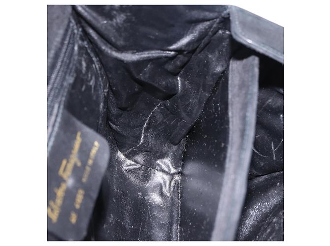 Borsa a tracolla Salvatore Ferragamo Gancini Camoscio 2way Nero Oro Auth 196987 D'oro - vista 21