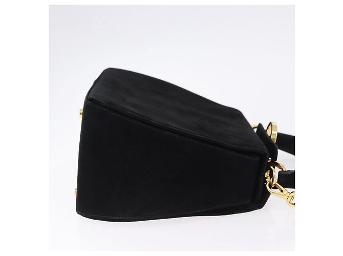Borsa a tracolla Salvatore Ferragamo Gancini Camoscio 2way Nero Oro Auth 196987 D'oro - vista 3