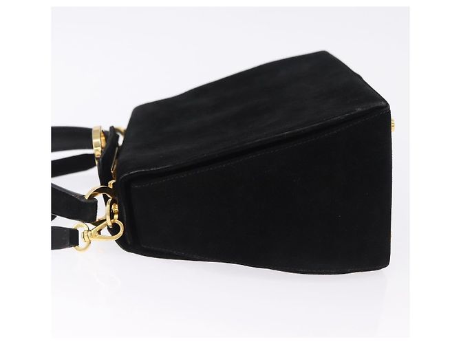 Borsa a tracolla Salvatore Ferragamo Gancini Camoscio 2way Nero Oro Auth 196987 D'oro - vista 4