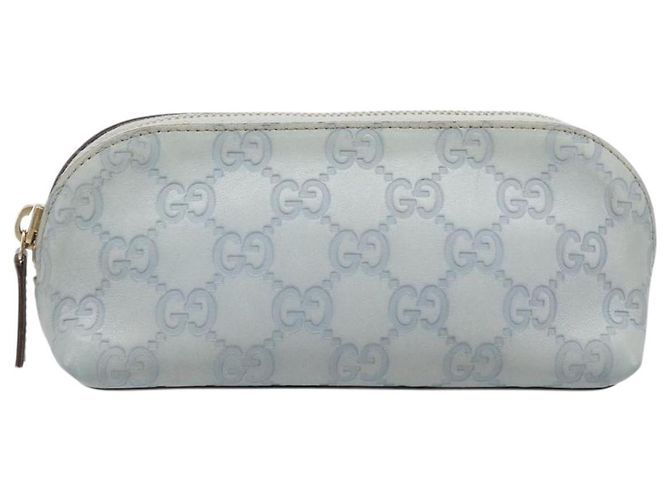 GUCCI GuccissimaGG Pouch Leather Light Blue Gold Tone 141811 Auth 199511 Blu chiaro - vista 13