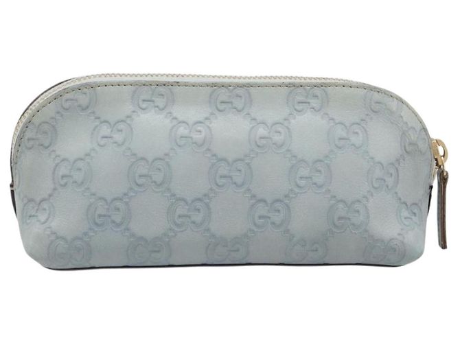 GUCCI GuccissimaGG Pouch Leather Light Blue Gold Tone 141811 Auth 199511 Blu chiaro - vista 2