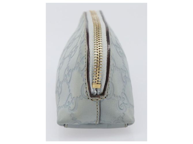 GUCCI GuccissimaGG Pouch Leather Light Blue Gold Tone 141811 Auth 199511 Blu chiaro - vista 3