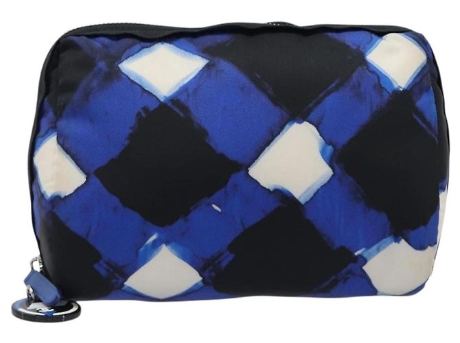 Borsa a Pochette CHANEL Nylon Blu Argento CC Auth bs36940V - vista 13