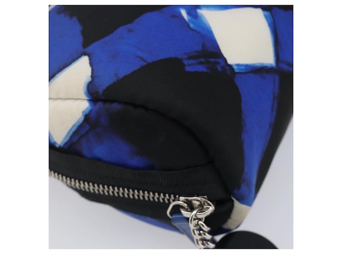 Borsa a Pochette CHANEL Nylon Blu Argento CC Auth bs36940V - vista 14