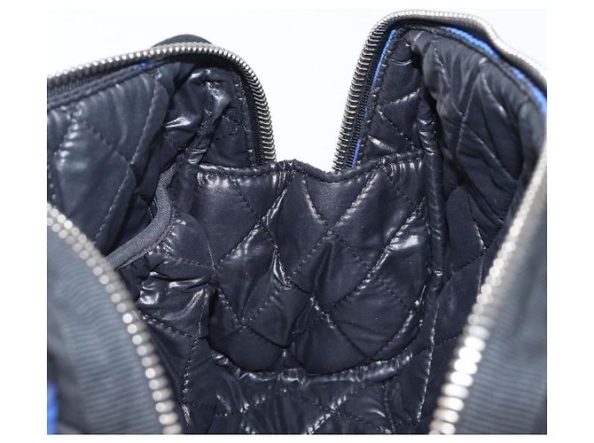 Borsa a Pochette CHANEL Nylon Blu Argento CC Auth bs36940V - vista 17