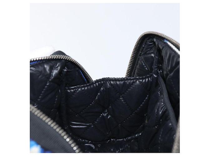 Borsa a Pochette CHANEL Nylon Blu Argento CC Auth bs36940V - vista 18