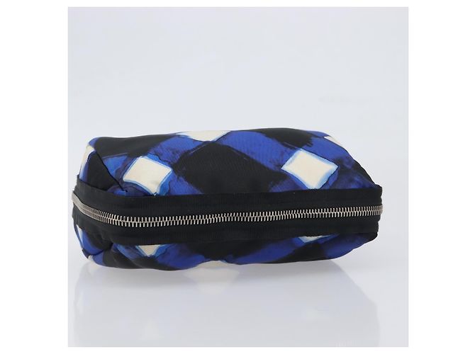 Borsa a Pochette CHANEL Nylon Blu Argento CC Auth bs36940V - vista 5