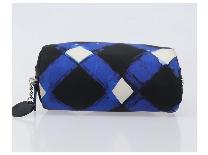 Borsa a Pochette CHANEL Nylon Blu Argento CC Auth bs36940V - vista 6
