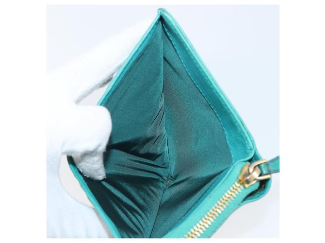 Portafoglio Miu Miu in pelle blu turchese oro Auth 200003 D'oro - vista 11