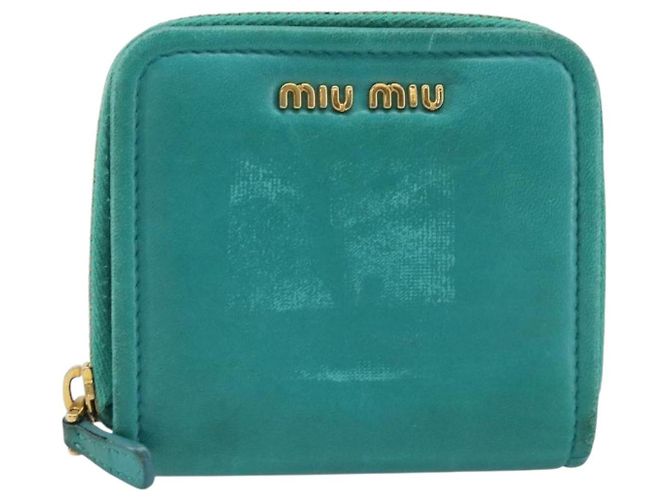 Portafoglio Miu Miu in pelle blu turchese oro Auth 200003 D'oro - vista 13