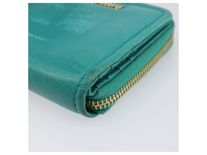 Portafoglio Miu Miu in pelle blu turchese oro Auth 200003 D'oro - vista 14