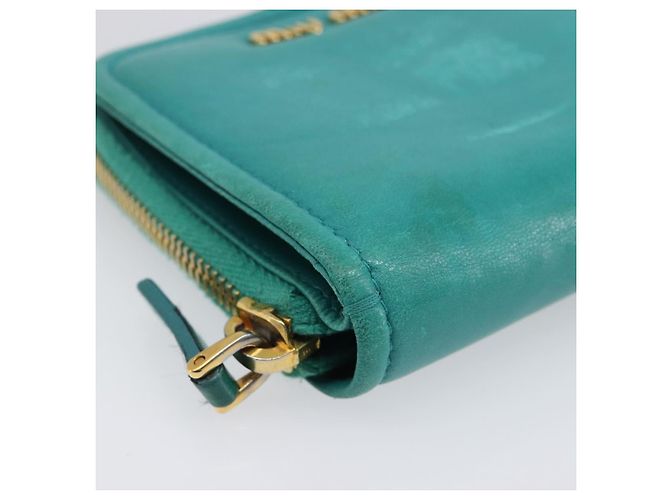 Portafoglio Miu Miu in pelle blu turchese oro Auth 200003 D'oro - vista 15