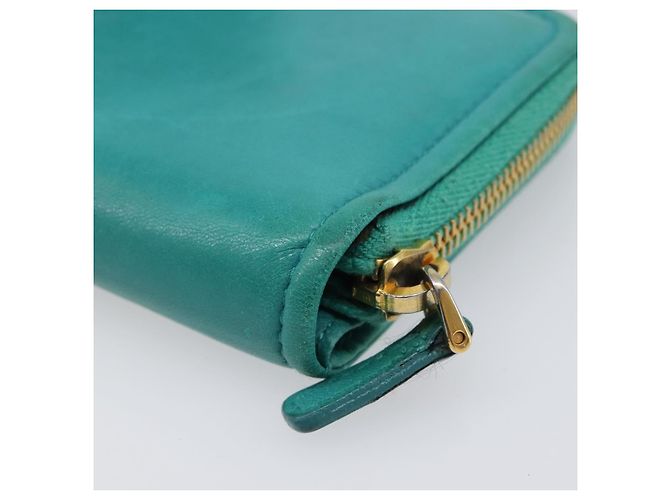 Portafoglio Miu Miu in pelle blu turchese oro Auth 200003 D'oro - vista 16