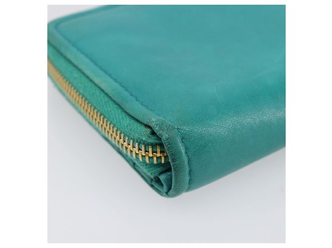 Portafoglio Miu Miu in pelle blu turchese oro Auth 200003 D'oro - vista 17