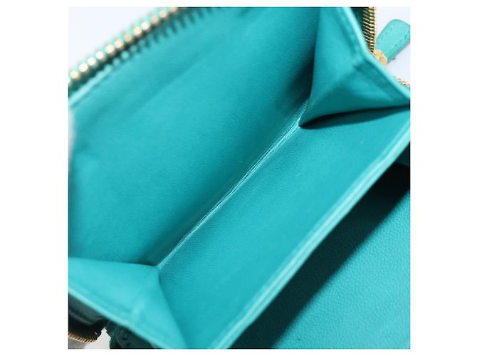 Portafoglio Miu Miu in pelle blu turchese oro Auth 200003 D'oro - vista 19