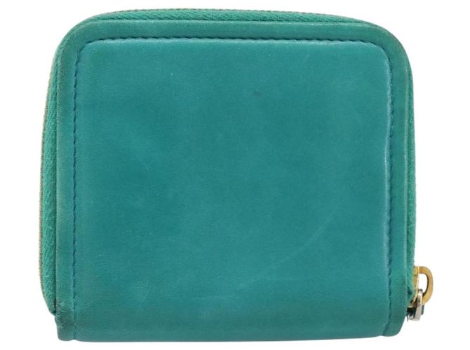 Portafoglio Miu Miu in pelle blu turchese oro Auth 200003 D'oro - vista 2