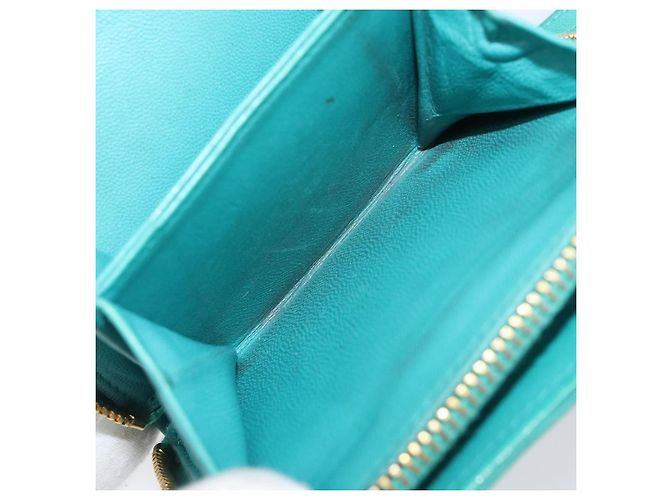 Portafoglio Miu Miu in pelle blu turchese oro Auth 200003 D'oro - vista 20