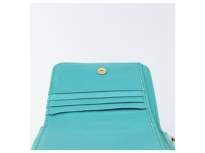 Portafoglio Miu Miu in pelle blu turchese oro Auth 200003 D'oro - vista 22