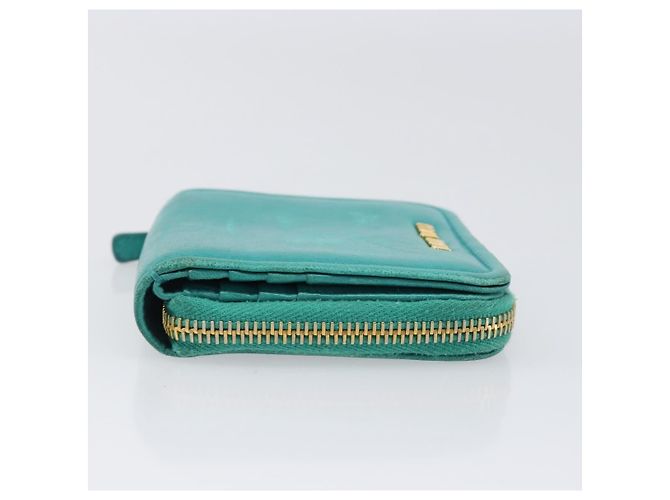 Portafoglio Miu Miu in pelle blu turchese oro Auth 200003 D'oro - vista 3