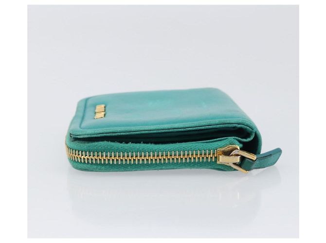 Portafoglio Miu Miu in pelle blu turchese oro Auth 200003 D'oro - vista 4