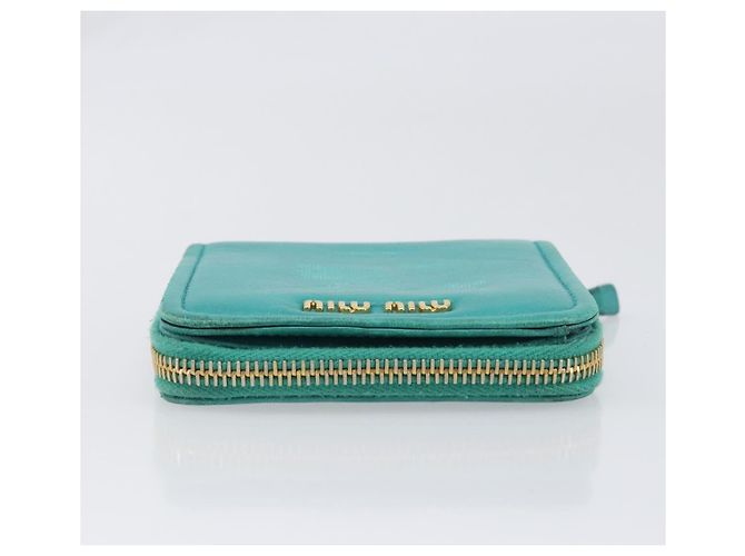 Portafoglio Miu Miu in pelle blu turchese oro Auth 200003 D'oro - vista 5